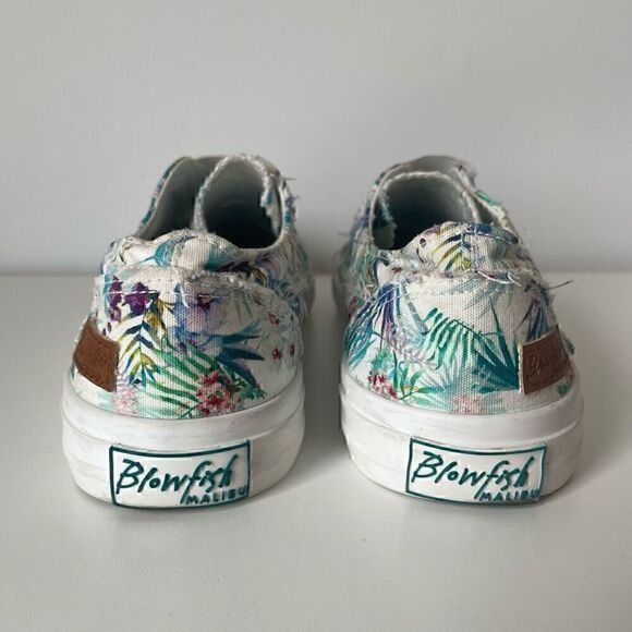 Blowfish Comfort Shoes Sneakers Womens Size 8.5 White Tropical Floral Slip On - Picture 7 of 10